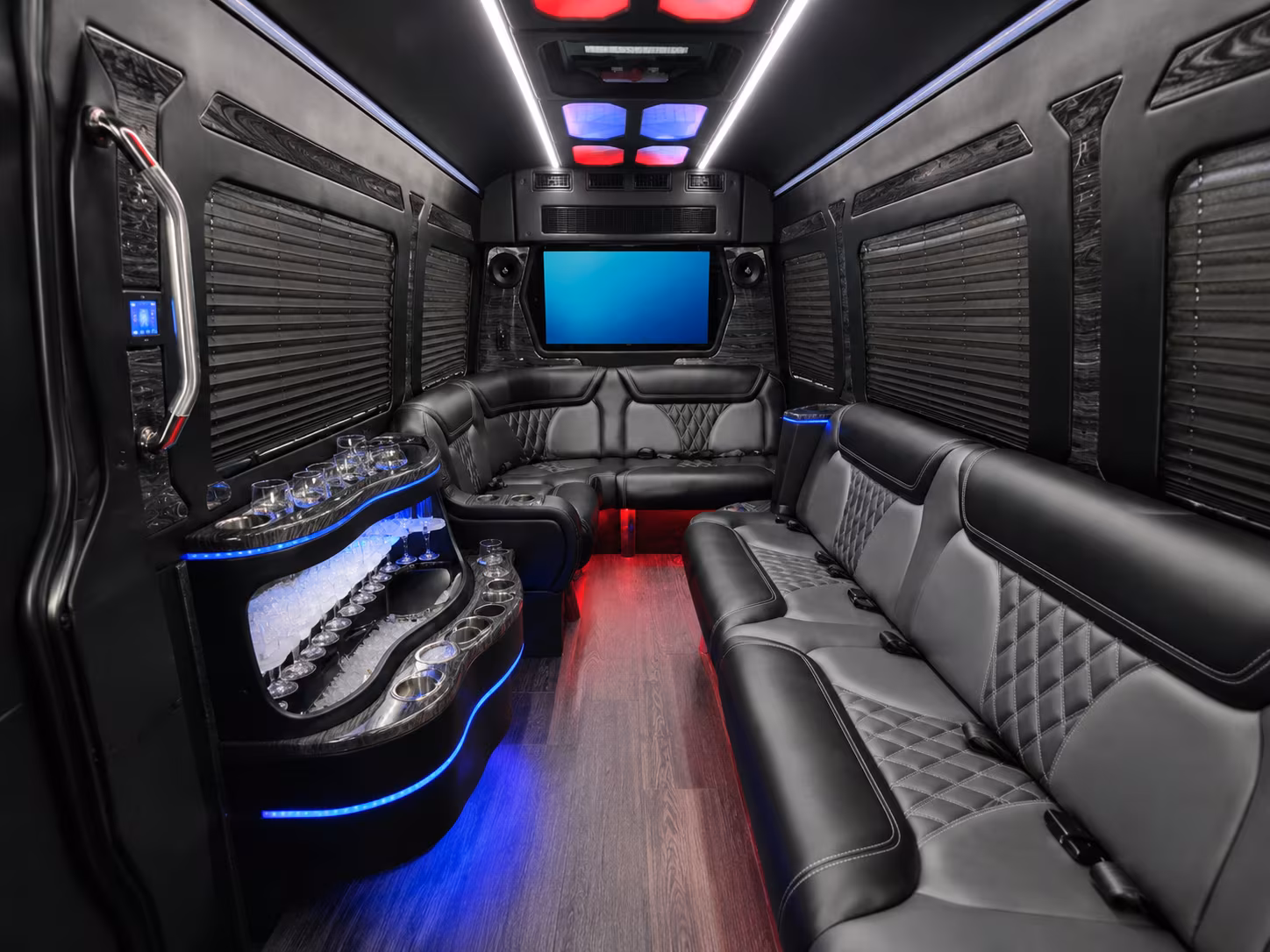rio rancho 40 passenger party bus inside