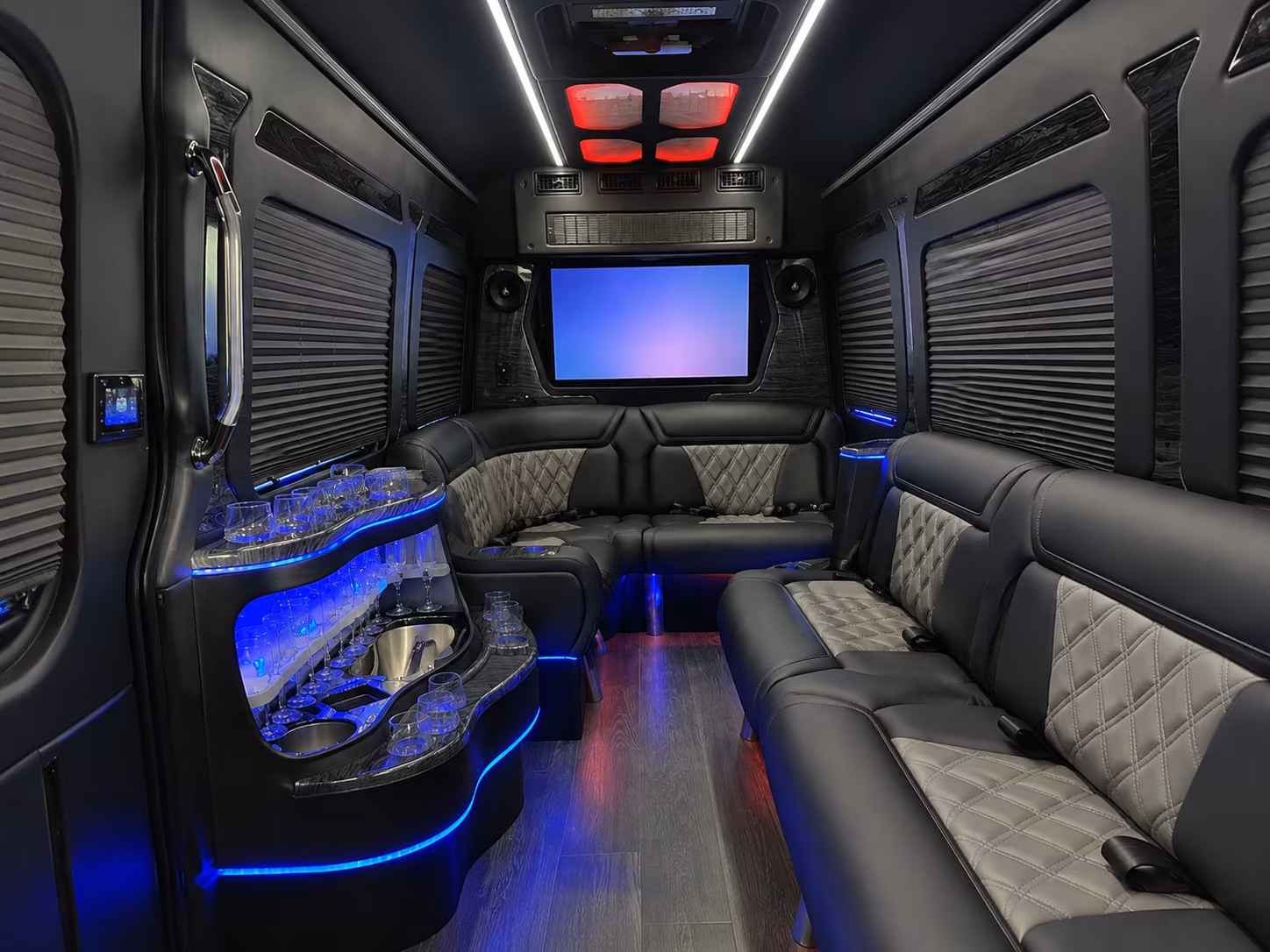rio rancho 50 passenger party bus inside